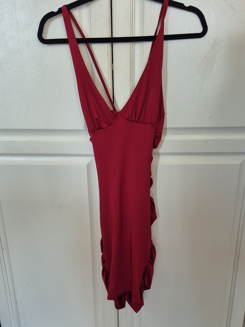 Women's Burgundy V-Neck Mini Slip Dress